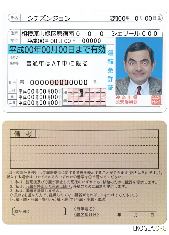 Japan driving license version 2